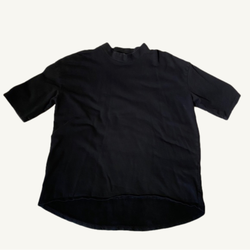 Zara Basic Tunic Style Neck T-Shirt Top Black Size Large